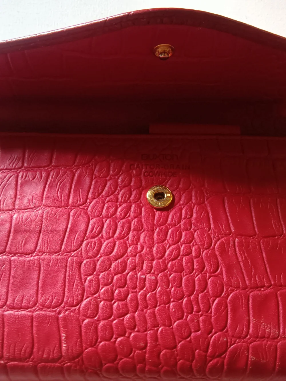 Buxton Red Croc-Embossed Leather Checkbook Wallet
